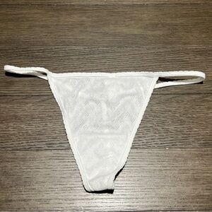 Victoria's Secret PINK V-String Thong Panty High Leg White Cotton Lingerie XXL